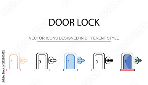 Door Lock icon design with white background stock illustration