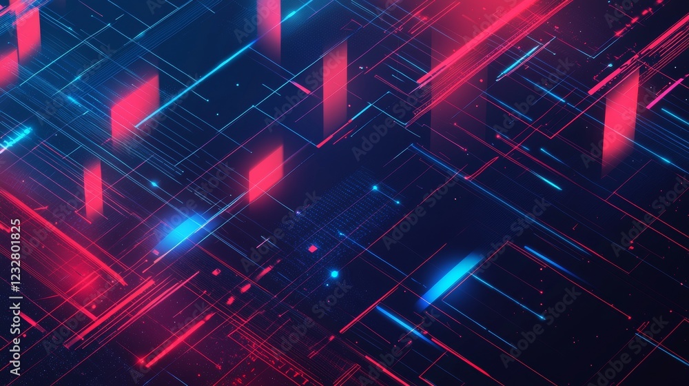 Bright and colorful digital patterns creating an abstract background with vibrant hues in shades of blue and red. Generative AI Bright and colorful digital patterns creating an abstract background with vibrant hues in shades of blue and red. Generative AI