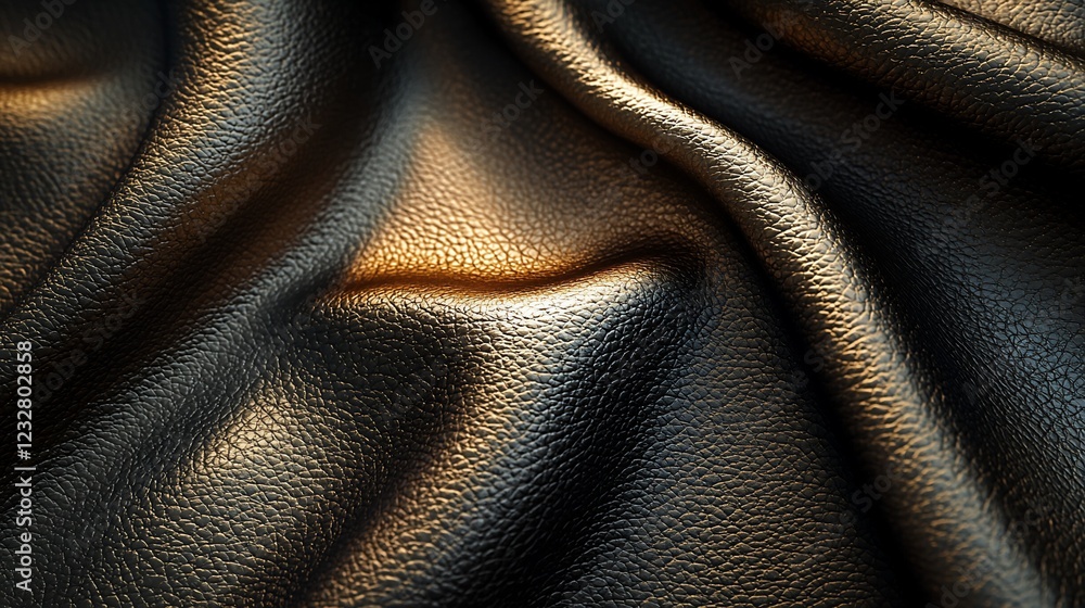 Naklejka premium Dark Golden Leather Texture Draped In Soft Folds