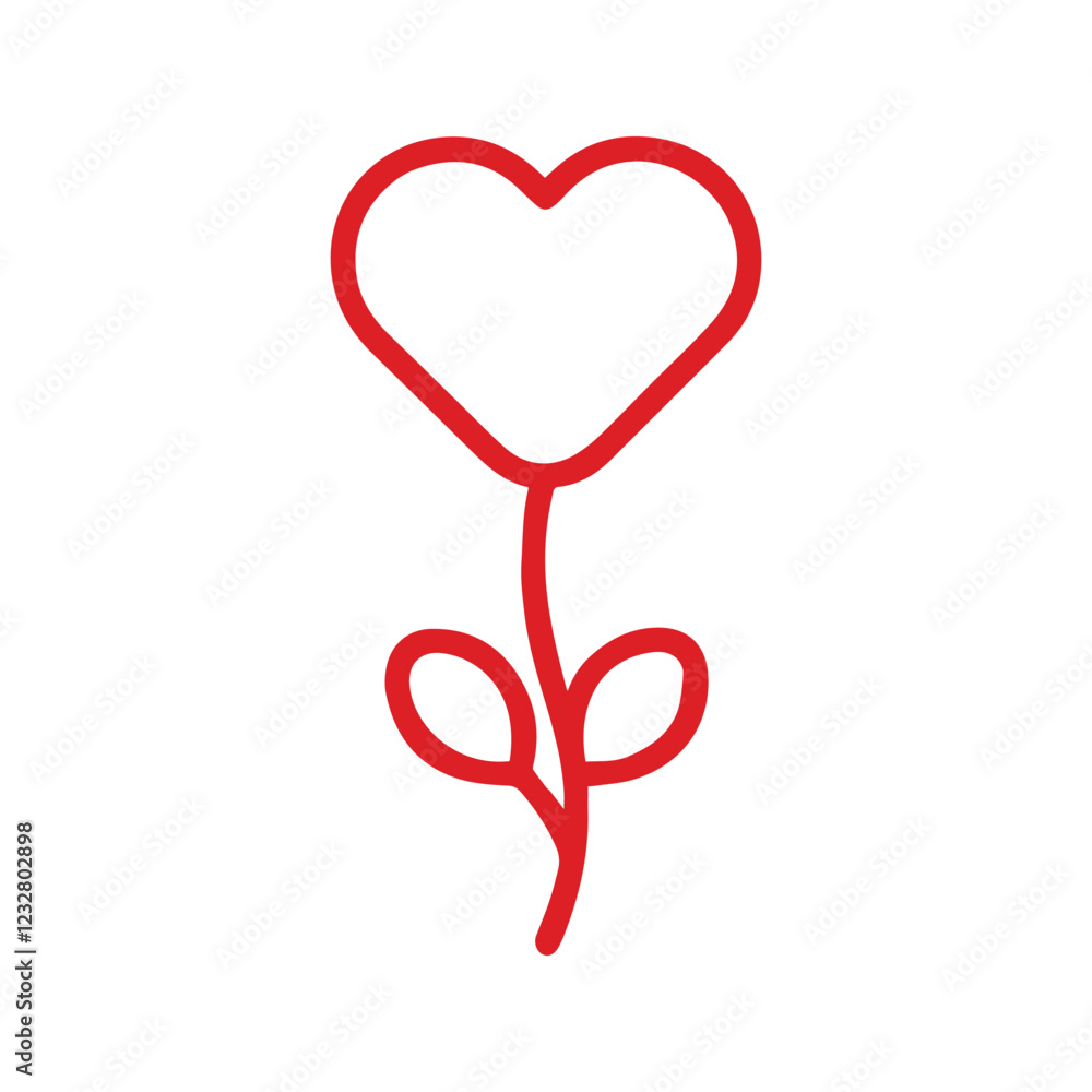 Flower Icon In Pink Color. Illustration of Flowers With Heart Symbols. Garden Decoration Plants. Flower Icon In Pink Color. Illustration of Flowers With Heart Symbols. Garden Decoration Plants.