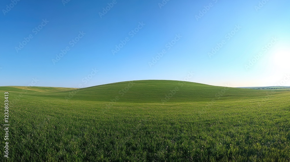 Fototapeta premium Rolling Green Hills Under a Clear Blue Sky