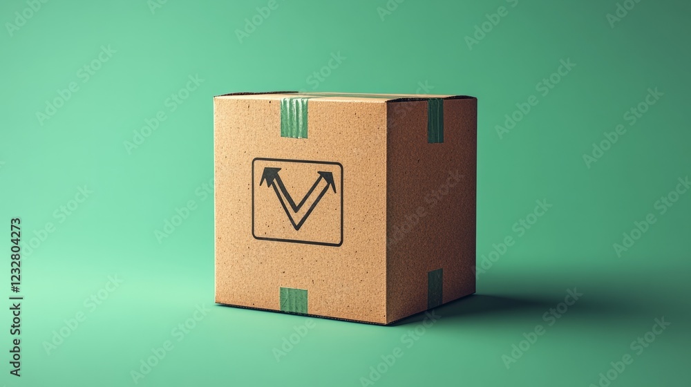 Fototapeta premium A secure cardboard box featuring a weight limit warning, rendered on a green backdrop