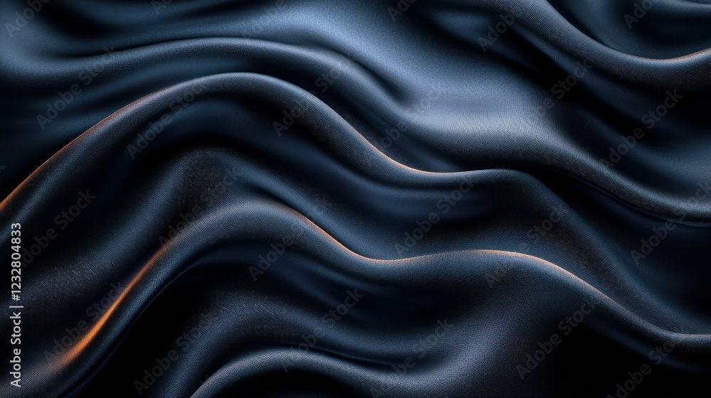 Obraz premium Dark blue silk fabric waves, elegant background texture