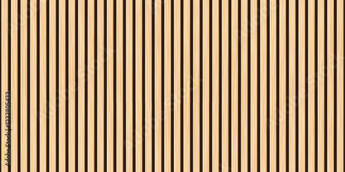 Wooden panel wall background. Vertical wooden planks with seamless pattern creating rustic backdrop. Light stripes emphasize texture and natural wood grain. Furniture design