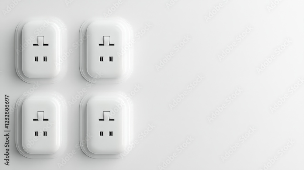four white electrical sockets on a white wall four white electrical sockets on a white wall