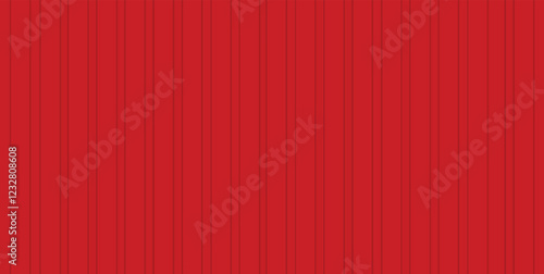 A sheet of red corrugated board. Galvanized iron for fences, walls, roofs. Vector. Abstract vertical red corrugated metal pattern, shutter, metallic texture, detailed and seamless wall, grunge.