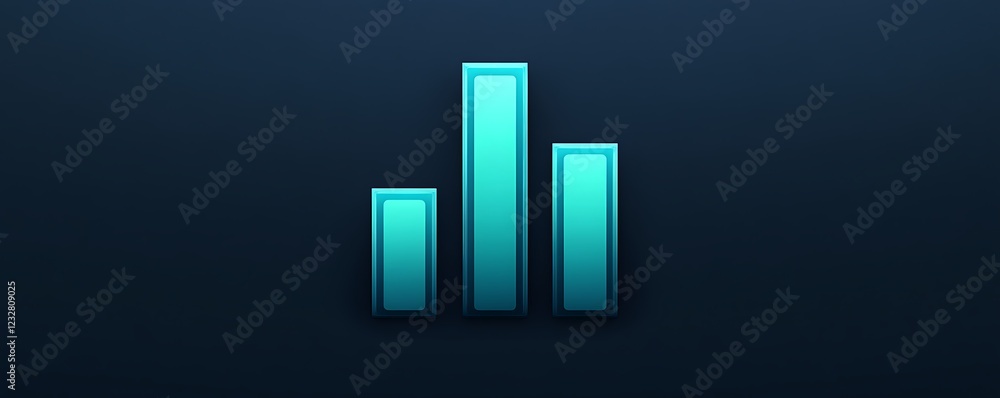 Sophisticated financial services icon with a gradient teal bar graph set against a dark blue background evoking modern finance and clarity Sophisticated financial services icon with a gradient teal bar graph set against a dark blue background evoking modern finance and clarity