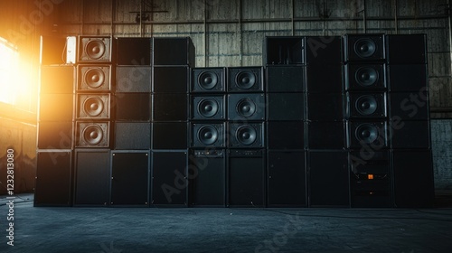 Massive Sound System in Industrial Setting: A Wall of Speakers