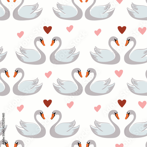 nahtloses muster von 2 schwaenen die sich lieben valentins tag