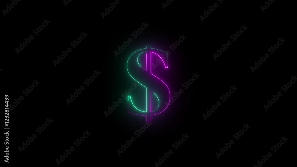 Abstract neon Dollar icon conceptual business animation , Dollar sing icon with neon glowing animation on a black background. Abstract neon Dollar icon conceptual business animation , Dollar sing icon with neon glowing animation on a black background.