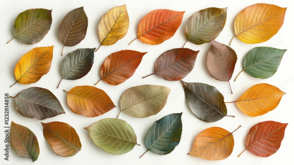 Autumn Leaves Arranged In A Colorful Pattern Autumn Leaves Arranged In A Colorful Pattern