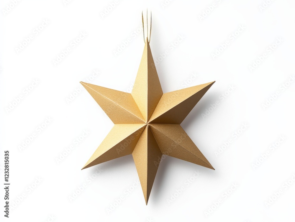 gold paper star ornament isolated on white background gold paper star ornament isolated on white background