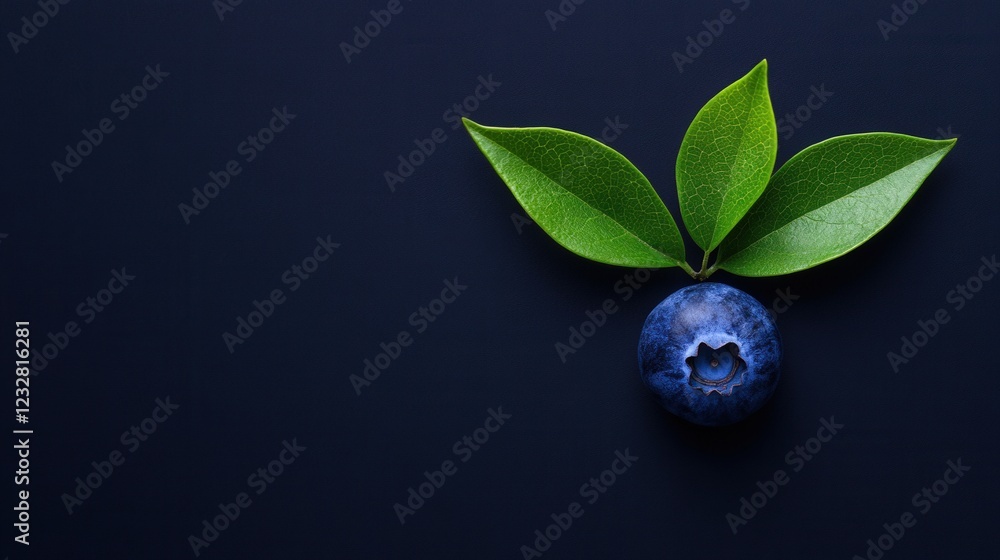 fresh blueberry with leaves on a dark blue background fresh blueberry with leaves on a dark blue background
