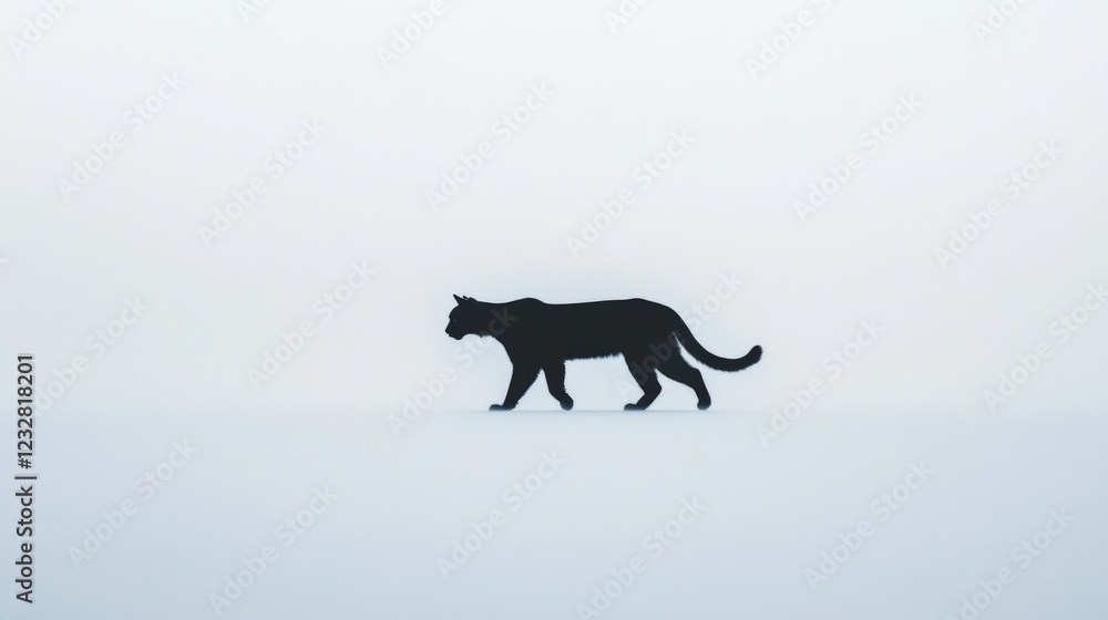 silhouette of a black panther walking in the fog silhouette of a black panther walking in the fog
