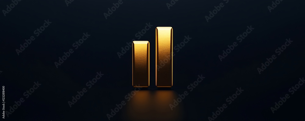 Stylish financial services icon with a golden bar graph displayed against a rich dark background evoking luxury and financial expertise Stylish financial services icon with a golden bar graph displayed against a rich dark background evoking luxury and financial expertise
