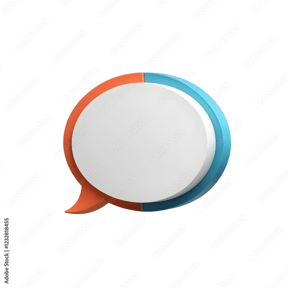 Modern Speech Bubble Icon with Orange and Teal Colors Modern Speech Bubble Icon with Orange and Teal Colors