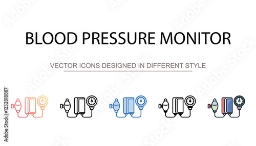 Blood Pressure Monitor icon design with white background stock illustration