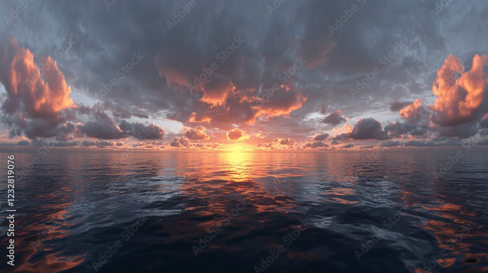 Serene Sunset Over Calm Ocean Waters Serene Sunset Over Calm Ocean Waters