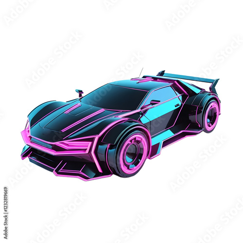 Futuristic Neon Racing Car, Perfect for Gaming or Sci-Fi Designs