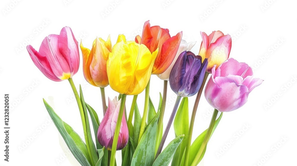 a colorful tulip bouquet on a white background a colorful tulip bouquet on a white background