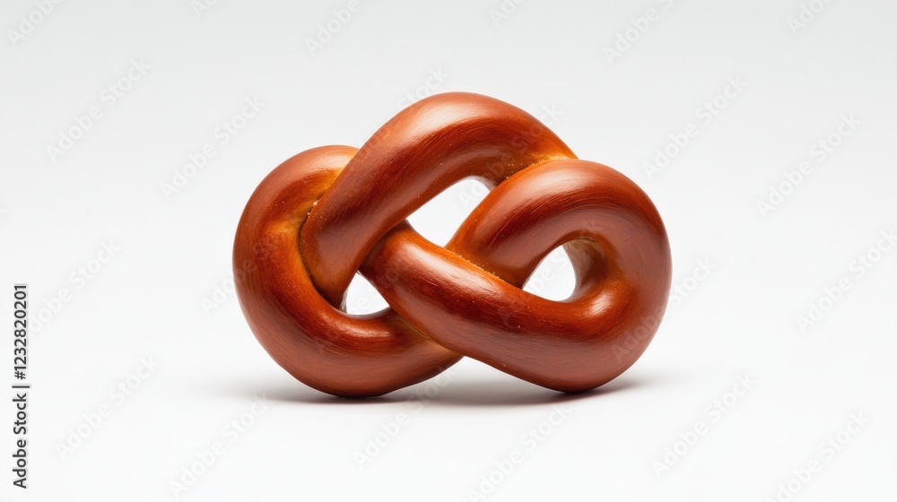 close-up of a soft pretzel knot on a white background close-up of a soft pretzel knot on a white background
