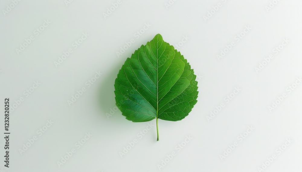 Green Leaf Isolated on Light Background for Nature and Eco Themes Green Leaf Isolated on Light Background for Nature and Eco Themes