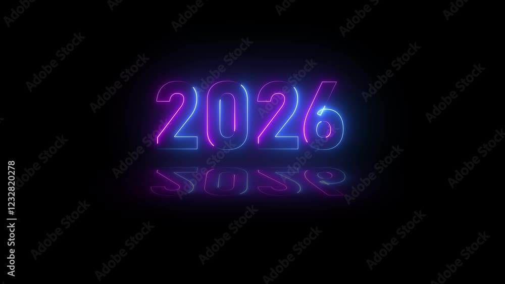 Glowing 2026 New Year's Eve. happy new year 2026, animated on black background with neon red text effect neon 2026 new year celebration Glowing 2026 New Year's Eve. happy new year 2026, animated on black background with neon red text effect neon 2026 new year celebration