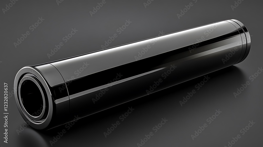 Sleek Black Cylindrical Object on Dark Background Sleek Black Cylindrical Object on Dark Background