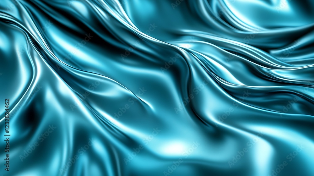 Abstract Teal Silk Drapery Swirling Waves Abstract Teal Silk Drapery Swirling Waves