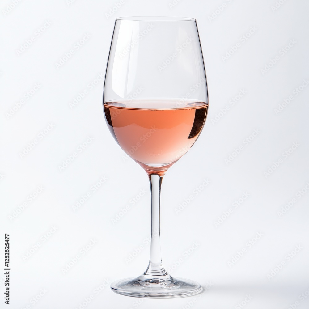 glass of rosé wine on a white background glass of rosé wine on a white background