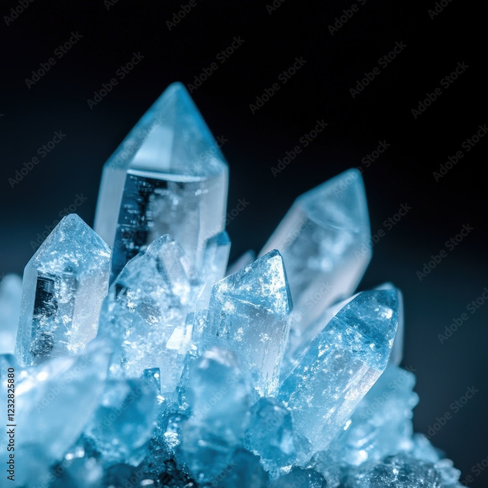 macro photo of blue crystal cluster macro photo of blue crystal cluster