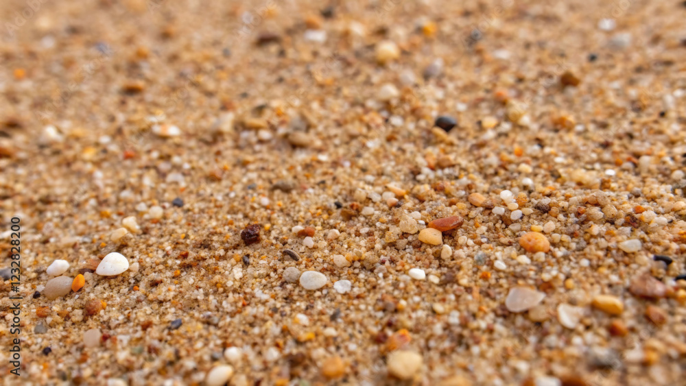 Macro shot of coarse desert sand and tiny pebbles natural landscape material composition close-up viewpoint Macro shot of coarse desert sand and tiny pebbles natural landscape material composition close-up viewpoint
