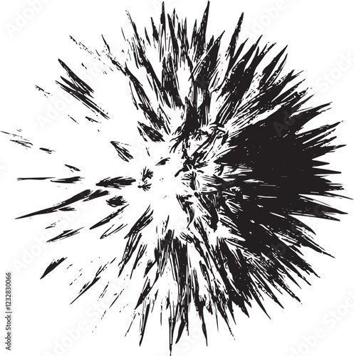 Circular starburst explosion texture. Distressed uneven grunge background. Abstract vector illustration. Overlay to create interesting effect and depth. Isolated on white background.
