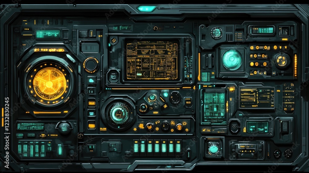 Futuristic Control Panel Interface Sci Fi Technology Design Futuristic Control Panel Interface Sci Fi Technology Design
