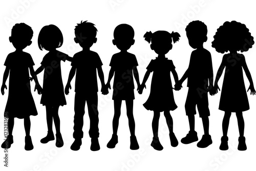 Children kids silhouette set, vector silhouette of children.	
