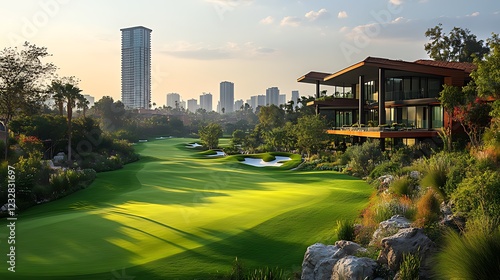 Sunrise golf course luxury home city view photo