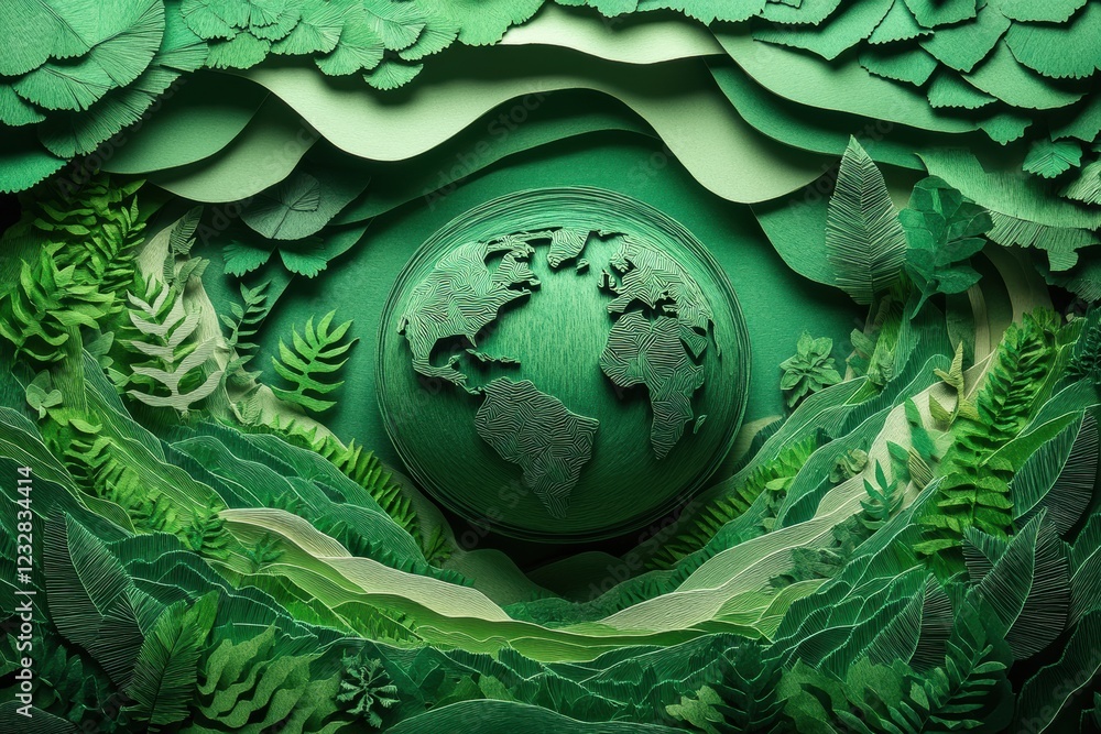 Fototapeta premium Intricate Paper Cutting Design Reflecting Sustainable Eco Themes