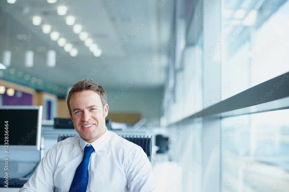 Happy, portrait and man in office, ambitious and proud of investment in company and corporate. Confident, entrepreneur and positive mindset for business, professional and person with smile and Canada Happy, portrait and man in office, ambitious and proud of investment in company and corporate. Confident, entrepreneur and positive mindset for business, professional and person with smile and Canada
