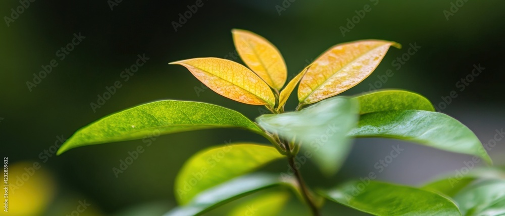 new growth on a plant with vibrant yellow and green leaves