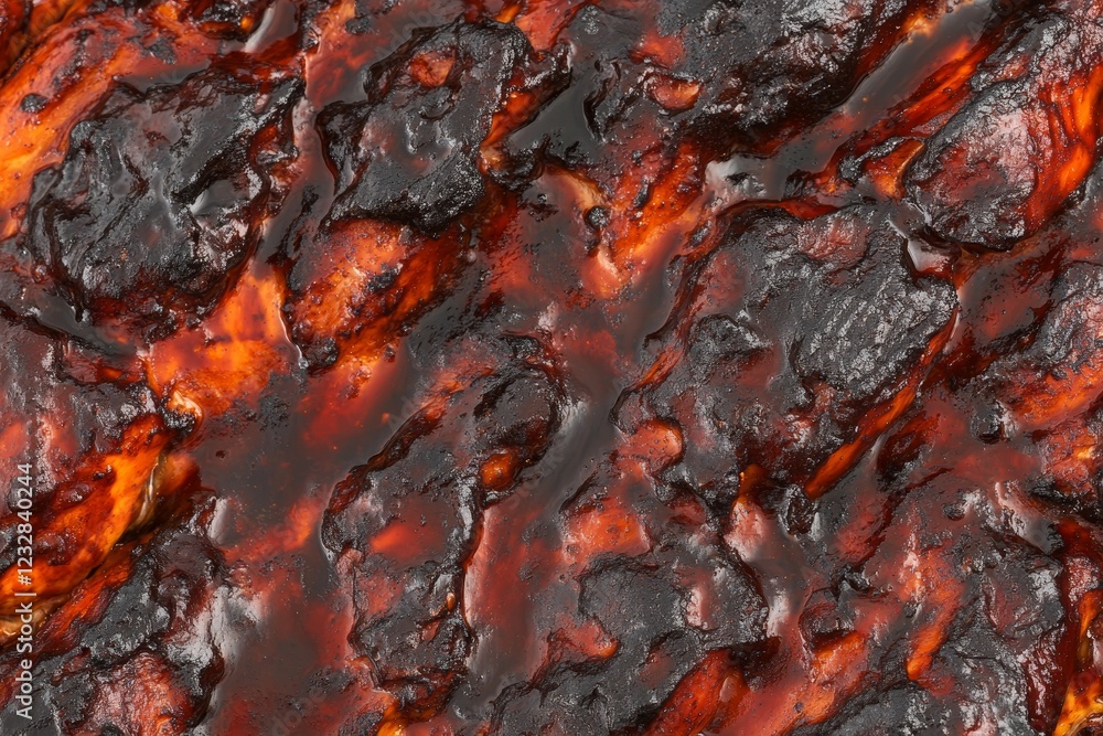 Textured Surface of Lava Flow with Black and Red Tones Textured Surface of Lava Flow with Black and Red Tones