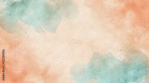 Abstract Watercolor Background Pastel Peach Teal Hues