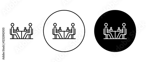 Cafeteria icons set in black and blue colors on white background