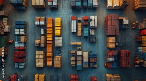 Wallpaper Mural Busy warehouse activity with stacks of pallets and workers organizing shipments in the evening Torontodigital.ca