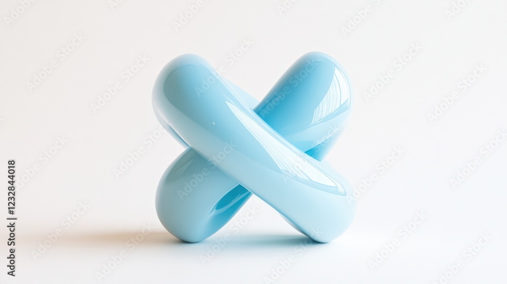 abstract minimal background with light blue glossy twisted shape on white background abstract minimal background with light blue glossy twisted shape on white background
