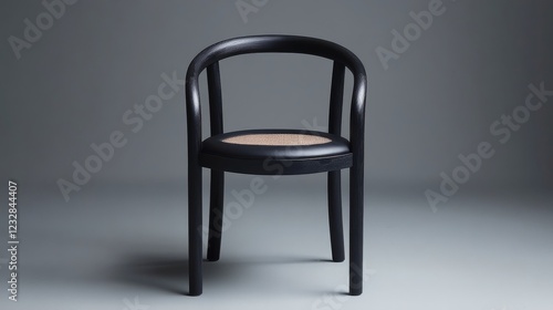 Elegant modern chair design with sleek black finish displayed against a neutr...