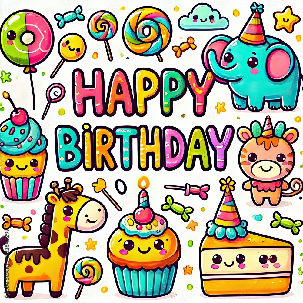 Naklejka premium happy card with animals