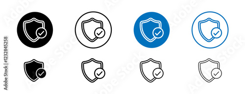 Long term protection icons set in black and blue colors on white background