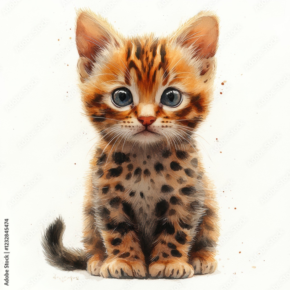 Obraz premium Adorable Bengal Kitten with Vibrant Golden Fur and Playful Expression