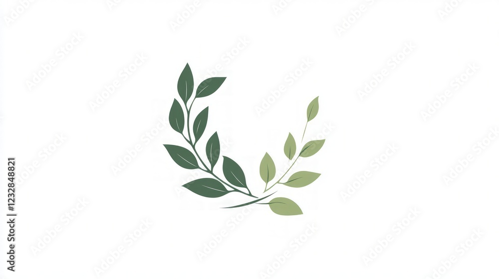 Green Leaf Illustration on a Plain White Background for Design Use Green Leaf Illustration on a Plain White Background for Design Use