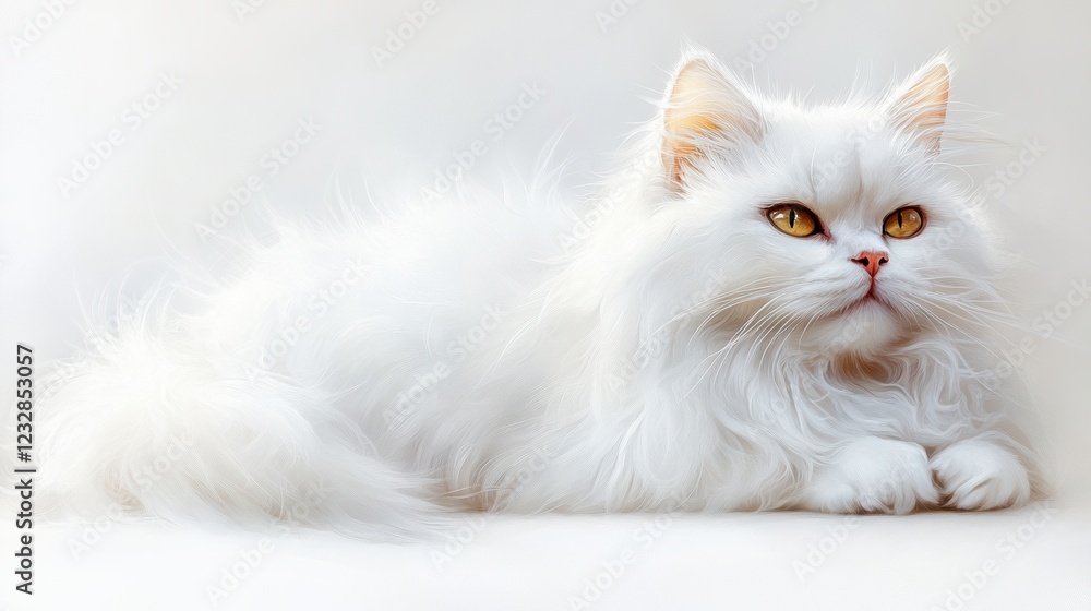 Gentle Watercolor Illustration of a Persian Cat with Graceful Fur Gentle Watercolor Illustration of a Persian Cat with Graceful Fur